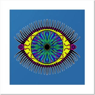 PSYCHEDELIC VISIONARY ART - PSYCHEDELIC EYE 2 YELLOW EYEBALL Posters and Art